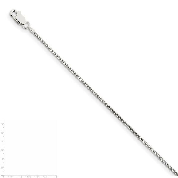 1.2mm Sterling Silver, Round Solid Snake Chain Necklace, 18 Inch - Picture 5 of 8